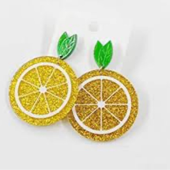 Sparkly Lemon Statement Drop Earrings - Picture 5 of 16